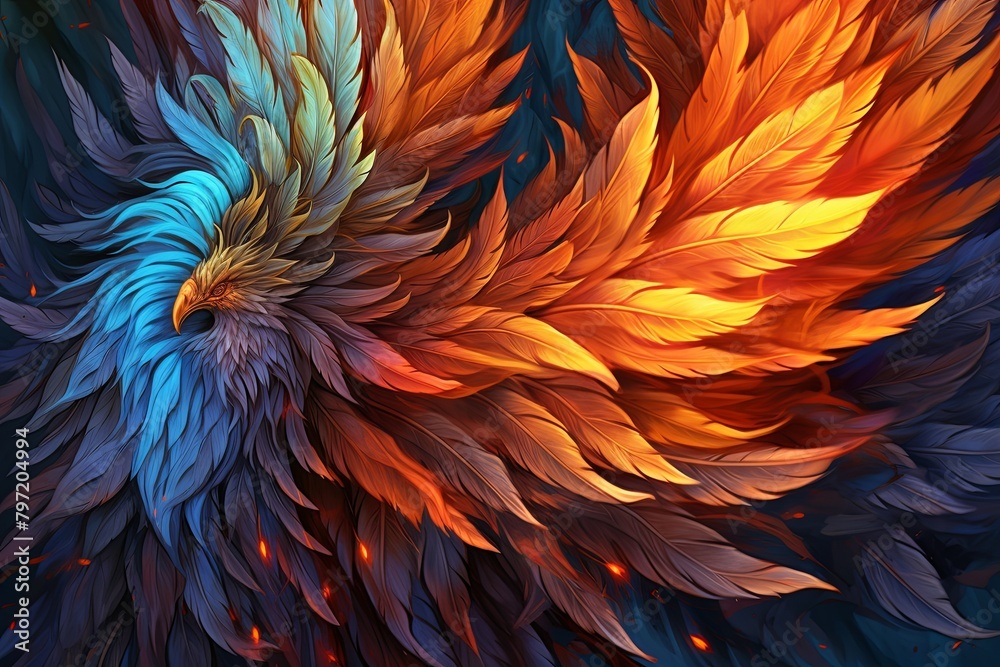Obraz premium Mythic Griffin Feather Gradients: Ethereal Beauty in a Fantasy Art Digital Gallery