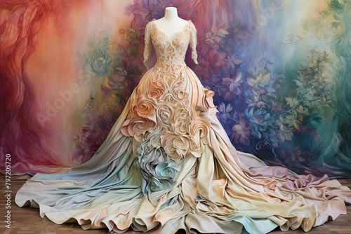 Opulent Rococo Tapestry Gradients Vintage Bridal Gown Pattern Luminosity