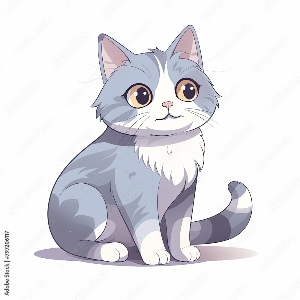 flat illustration of cute pleasant cat flat illustration of cute pleasant cat