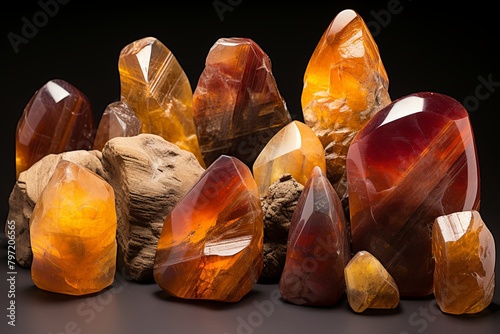 Prehistoric Fossil Amber Gradients: Stunning Amber Stone Collection Display photo