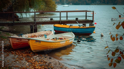 Pedal boats parked on the shore 