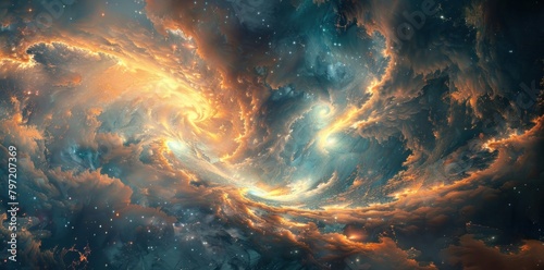 Cosmic Dreams: Abstract Nebulae Background. Ethereal and Enchanting. 