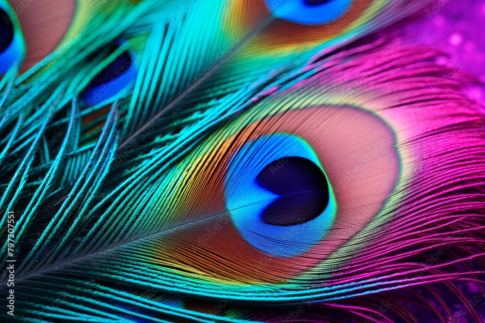 Obraz premium Radiant Peacock Feather Gradients in Luxury Spa Branding Material