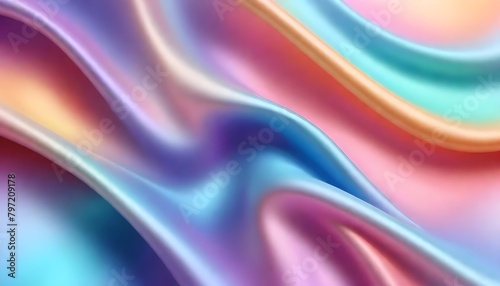 Iridescent Wavy Fabric Illustration Digital Artwork Painting Colorful Background Abstract Design