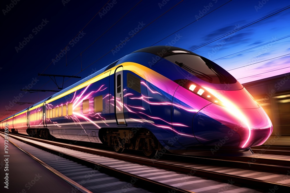 Thunderous Lightning Bolt Gradients: High-Speed Train Livery Masterpiece
