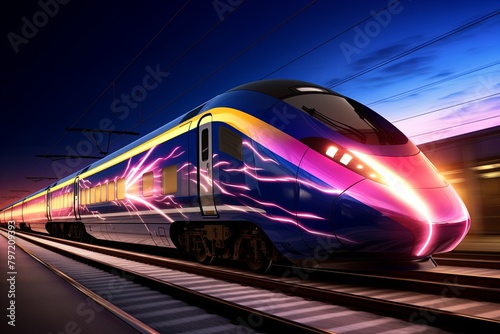 Thunderous Lightning Bolt Gradients: High-Speed Train Livery Masterpiece