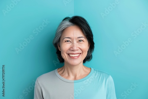 Aging journey stages in health metaphors explored through natural contouring and old age trend integration, highlighting visual puffiness and aging effects for healthful dietary choices. photo