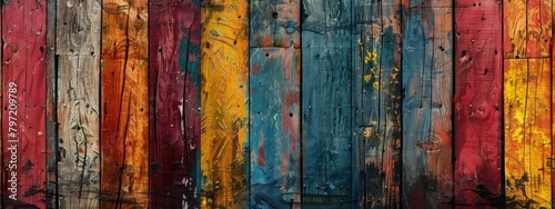 Old, grungy, colorful wood background 