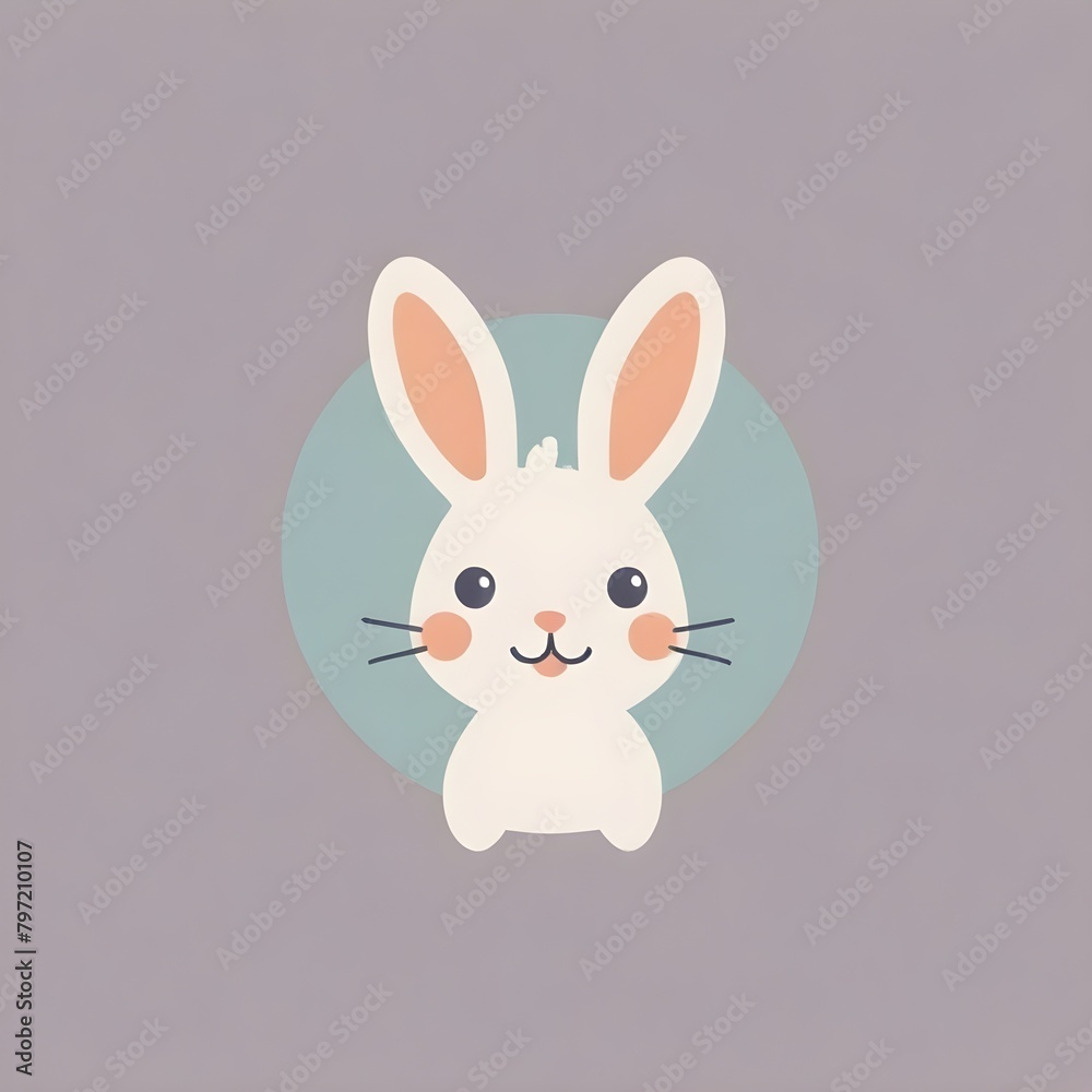Fototapeta premium Cartoon Bunny Digital Painting Cute Animal Easter Background Minimalistic Design