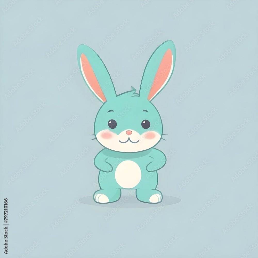 Cartoon Bunny Digital Painting Cute Animal Easter Background Minimalistic Design