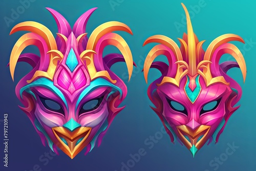 Vibrant Carnival Mask Gradients: Festival-themed Mobile Game Interface Perspectives