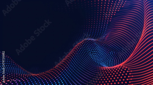 Wallpaper Mural Abstract digital background with weaving curve line bend art, big data flow visualization. High speed technology, with panoramic background Torontodigital.ca