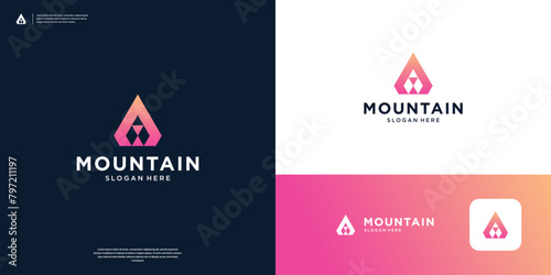 Abstract mountain with triangle logo design.