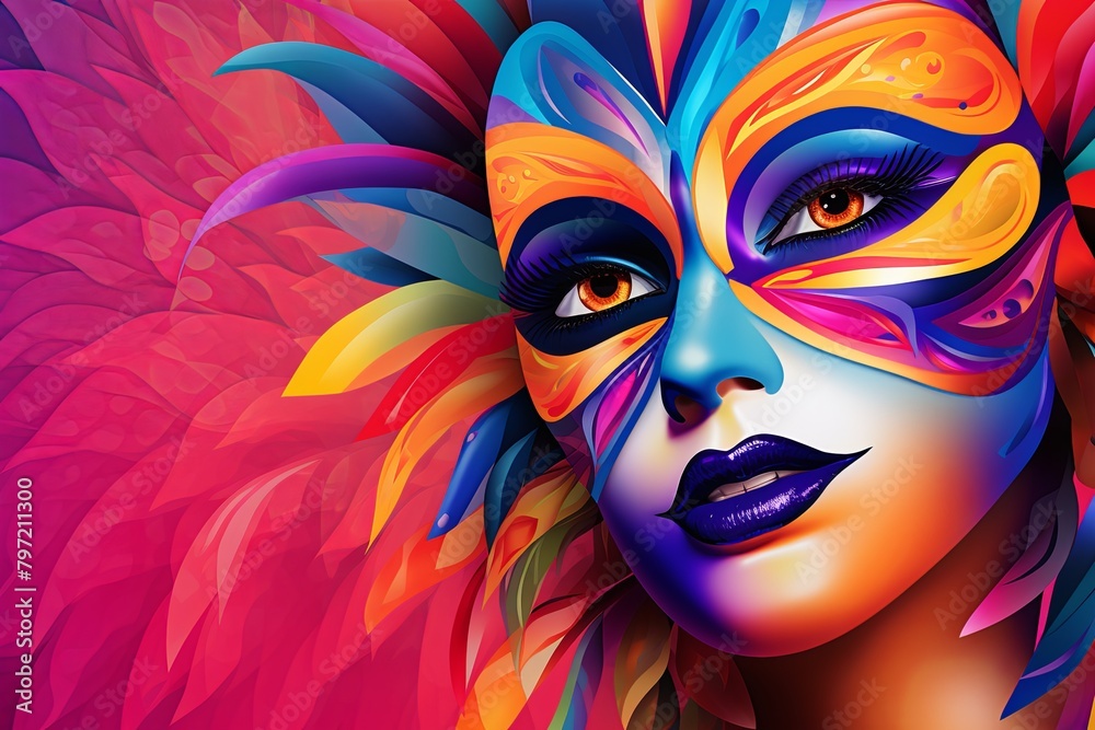 Vibrant Carnival Mask Gradients: Dance Club Promo Poster