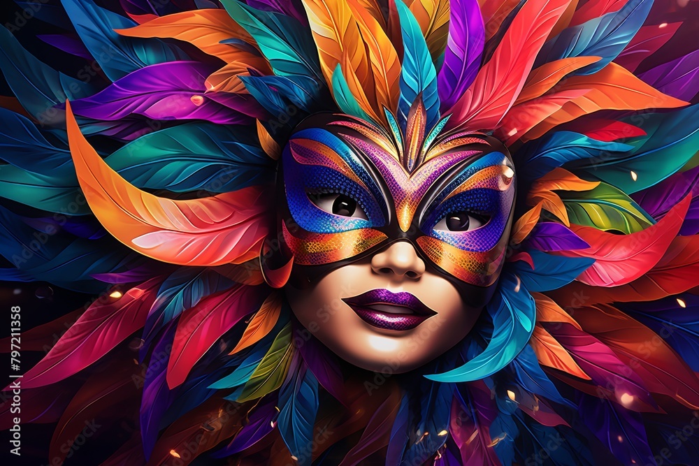 Vibrant Carnival Mask Gradients Dance Club Poster: A Burst of Colorful Energy