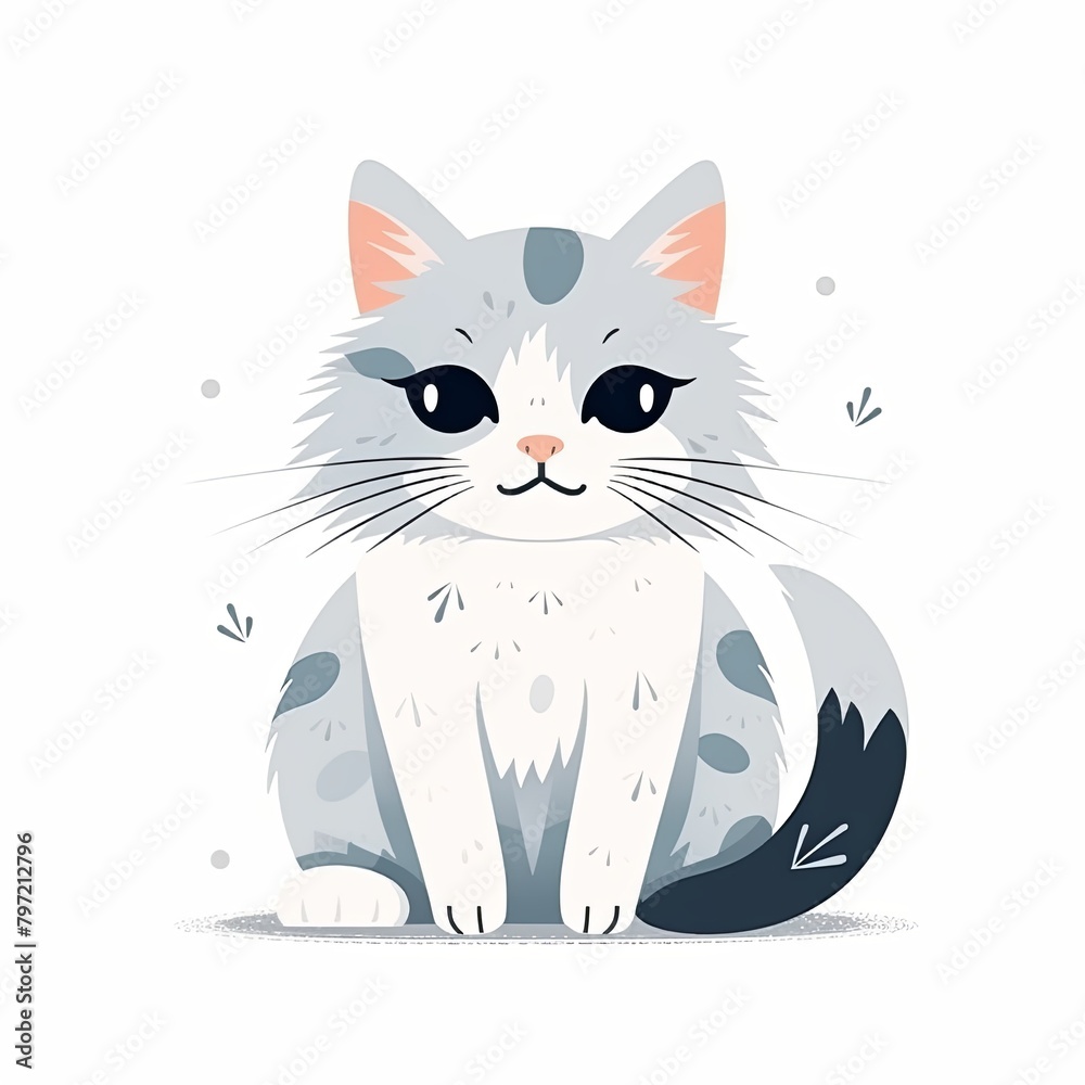 flat illustration of cute pleasant cat flat illustration of cute pleasant cat