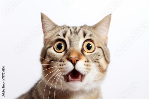 Surprised cat animal mammal kitten. photo