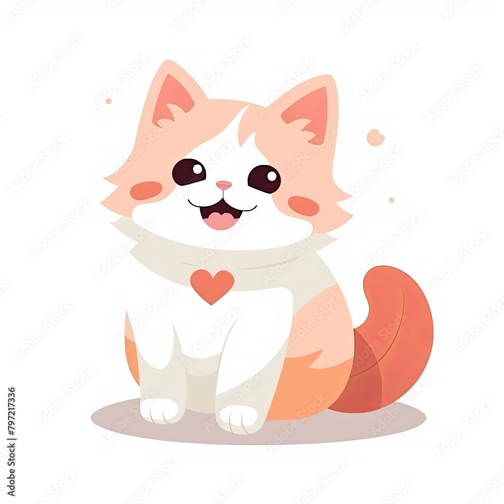 flat illustration of cute pleasant cat flat illustration of cute pleasant cat