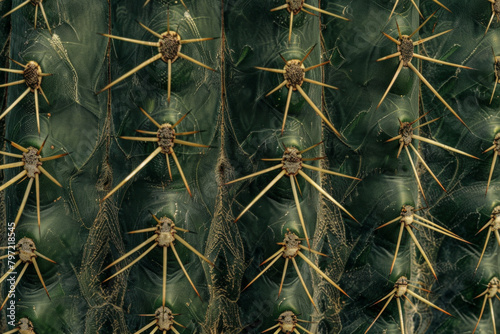 Textured surface of cactus plants, showcasing their spiny or ribbed patterns. 