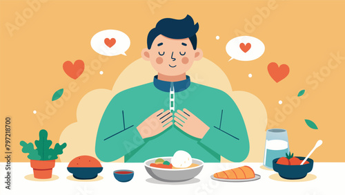 A man using all his senses to truly appreciate the smell appearance and taste of a homemade meal prepared with love and thoughtfulness..