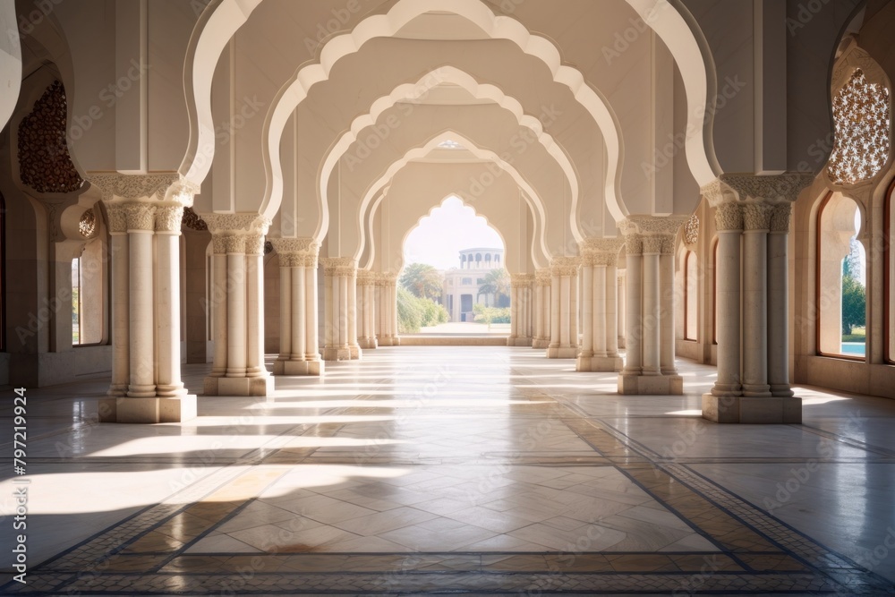 Fototapeta premium Architecture building corridor caravanserai.