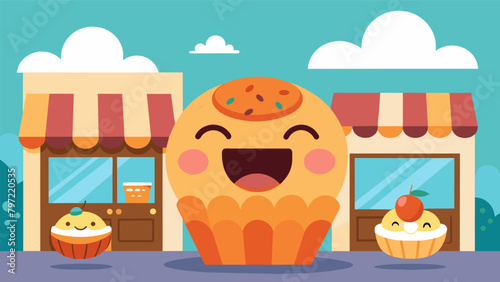 The sound of cheerful laughter fills the cozy bakery as the group playfully teases each other.. Vector illustration