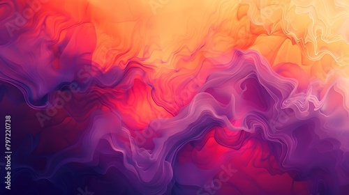 Abstract Liquid Lava Sky Painting with Flowing Purple and Orange Colors photo
