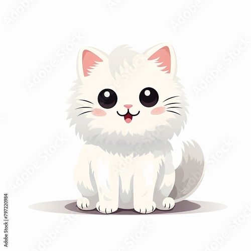 flat illustration of cute pleasant cat, friendly character, white background  © Asha.1in