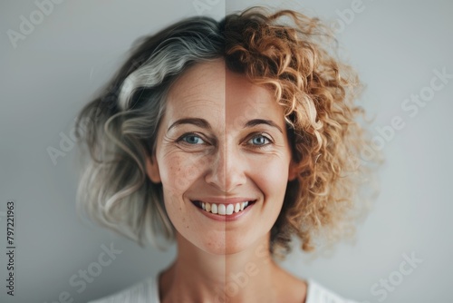 Symmetry and gracefully aging focus on dermatological treatment and agings two sides, blending age defying strategies with modern biological transformation. photo