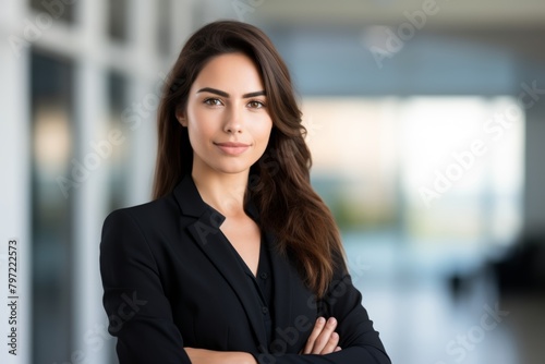 Confident Female Professional Standing Proudly at the Entrance of a Seminar Room, Ready to Empower and Educate Attendees