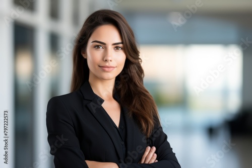 Free Download Confident Female Professional Standing Proudly at the Entrance of a Seminar Room, Ready to Empower and Educate Attendees - GFXLoad