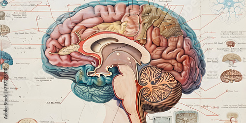 Cerebral Cartography: Mapping the Mind, Vintage Visions: The Brain's Intricacies
 photo