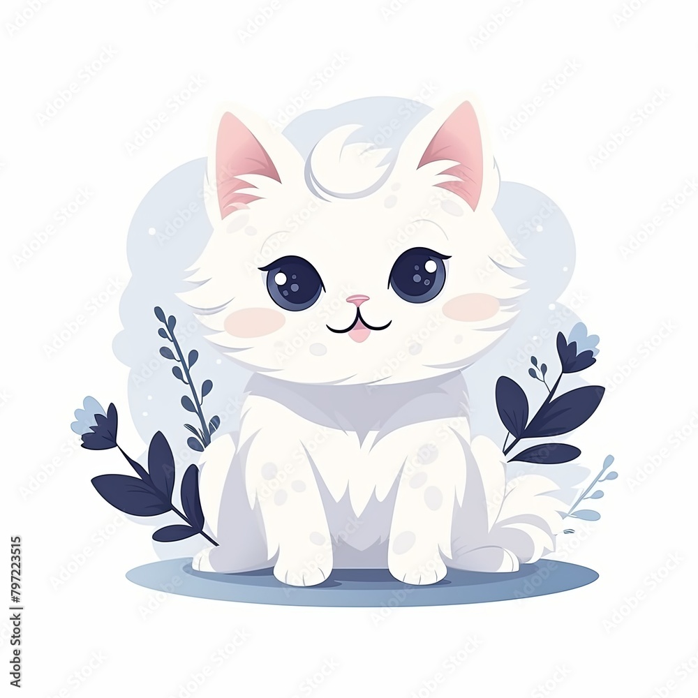 flat illustration of cute pleasant cat flat illustration of cute pleasant cat