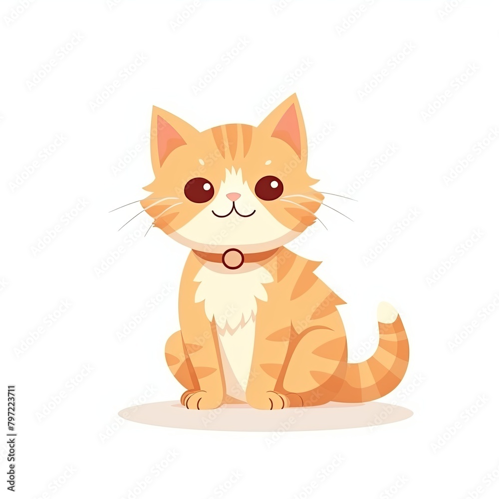 flat illustration of cute pleasant cat flat illustration of cute pleasant cat
