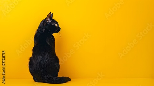 黄色い壁と黒猫 © 敬一 古川