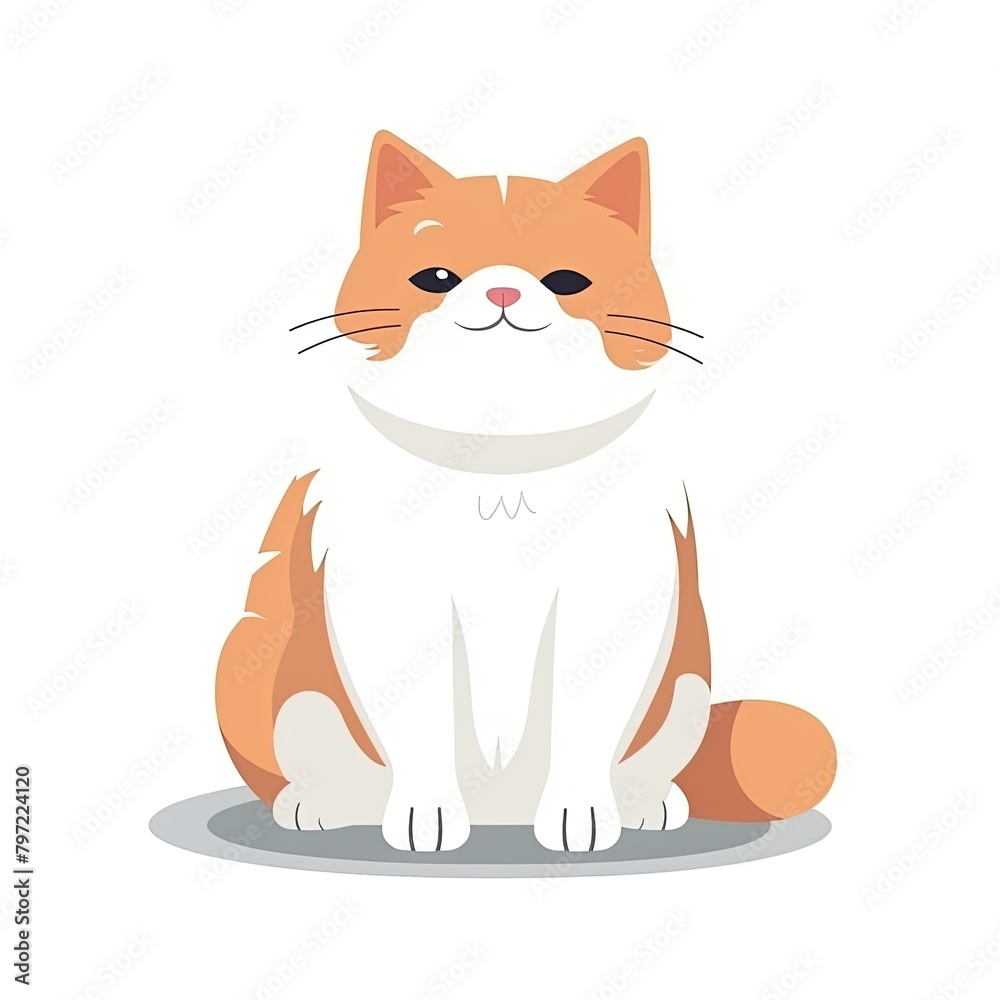 flat illustration of cute pleasant cat flat illustration of cute pleasant cat
