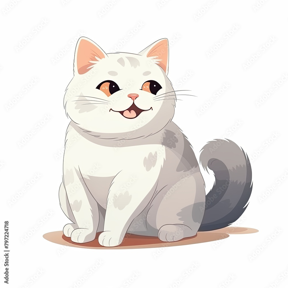 flat illustration of cute pleasant cat flat illustration of cute pleasant cat