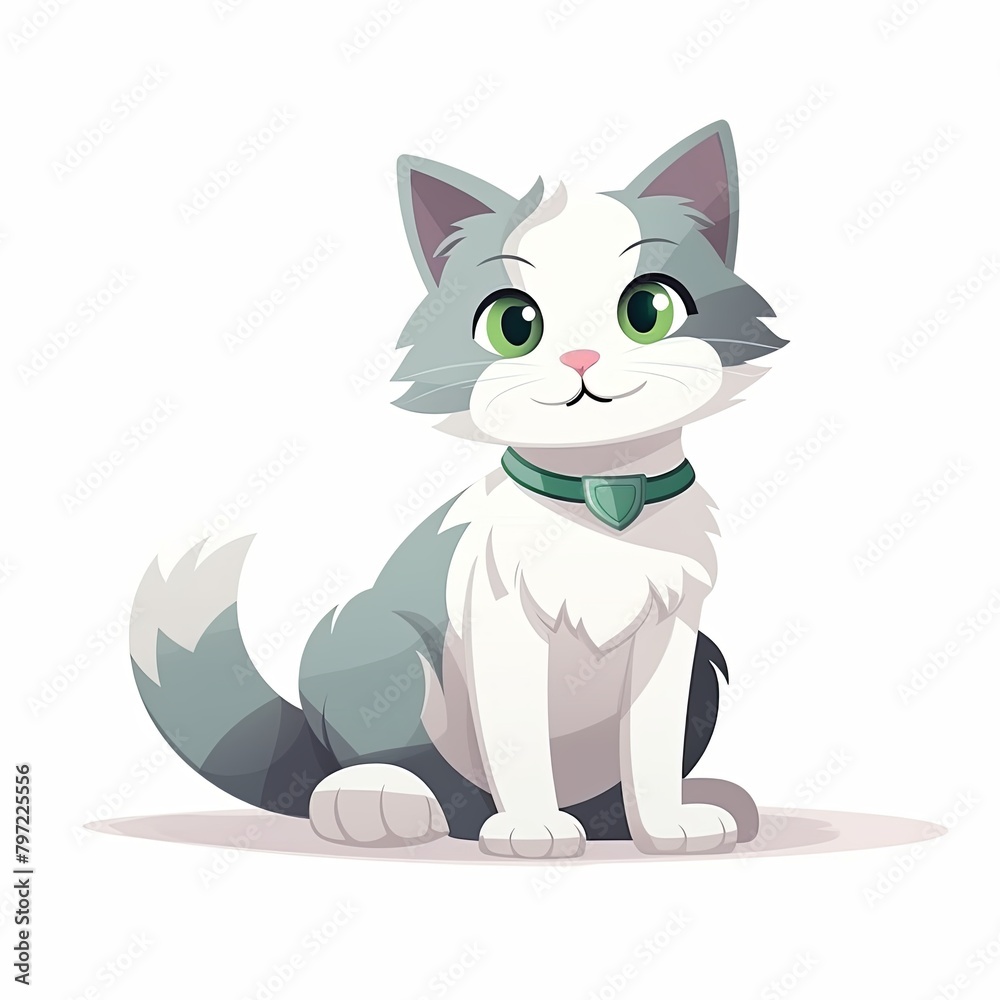 flat illustration of cute pleasant cat flat illustration of cute pleasant cat