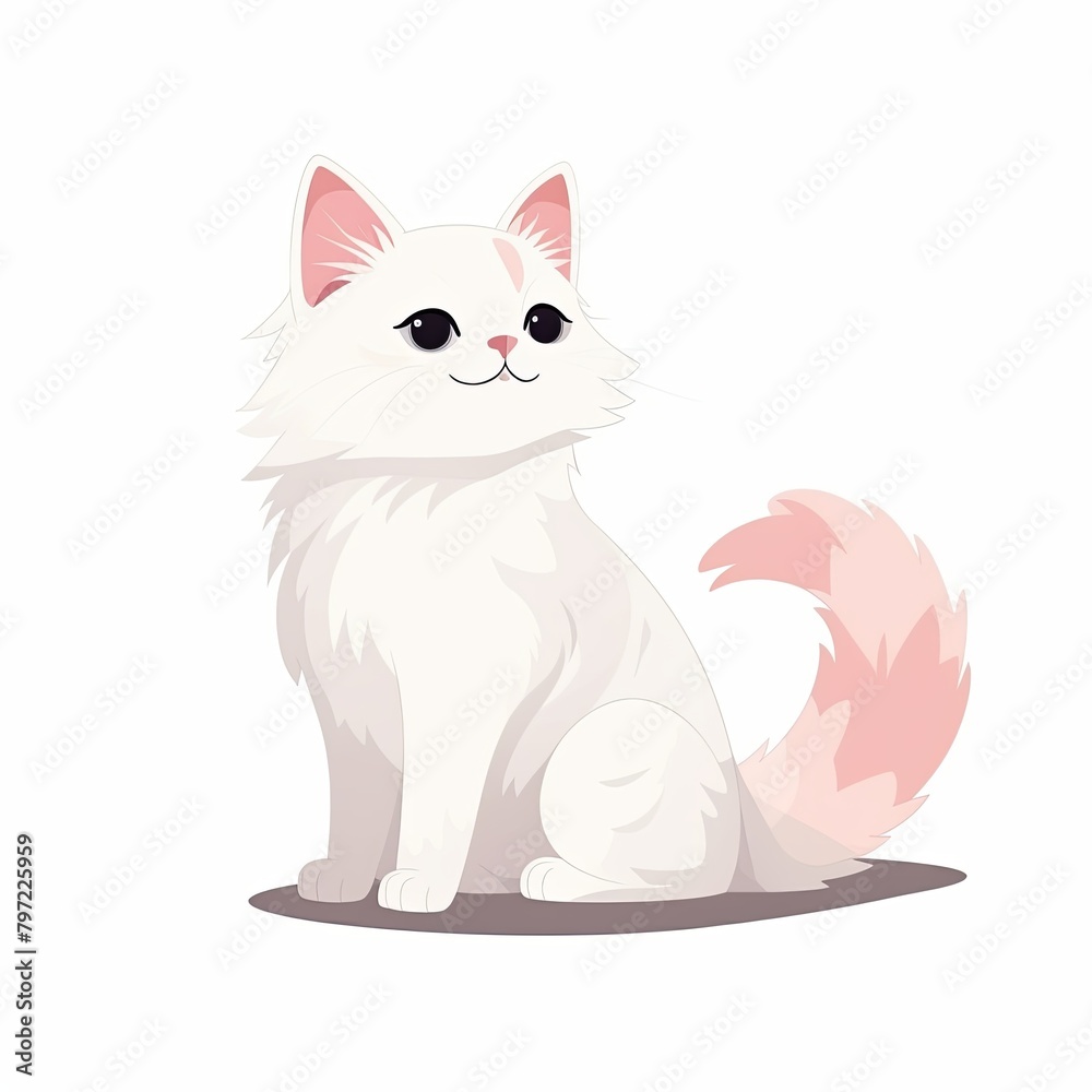 flat illustration of cute pleasant cat flat illustration of cute pleasant cat
