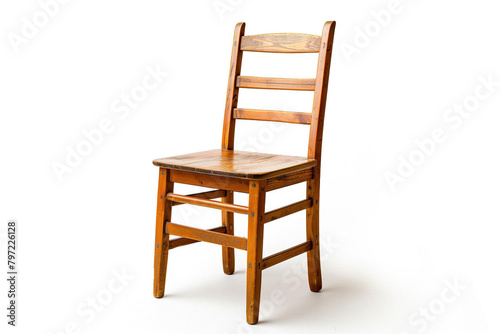A traditional ladderback chair with a timeless appeal on a solid white background  isolated on solid white background.