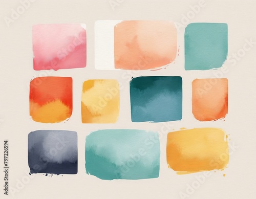 Colorful Watercolor Paper Texture Background with Pastel colors, Abstract Shapes, and Art Illustration, retro vintage style