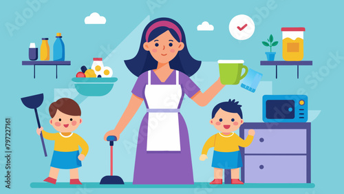 Work stuff and housewives vector illustration