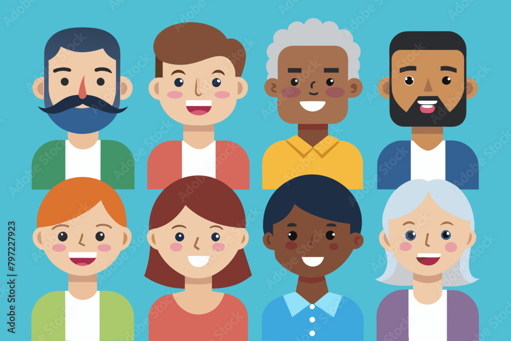 avatars of happy people of different races vector illustration avatars of happy people of different races vector illustration
