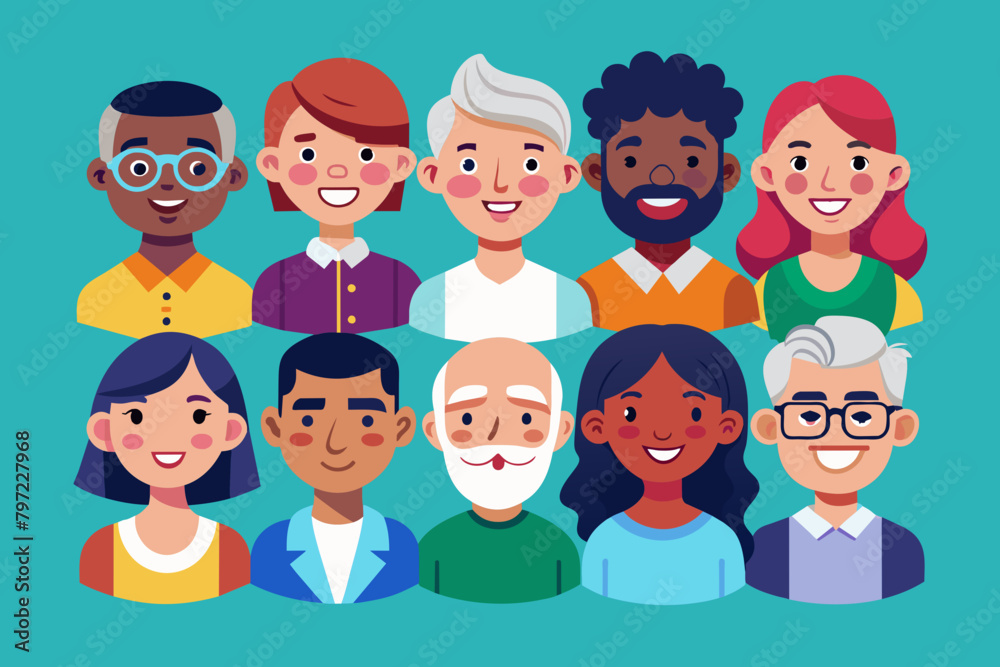avatars of happy people of different races vector illustration avatars of happy people of different races vector illustration