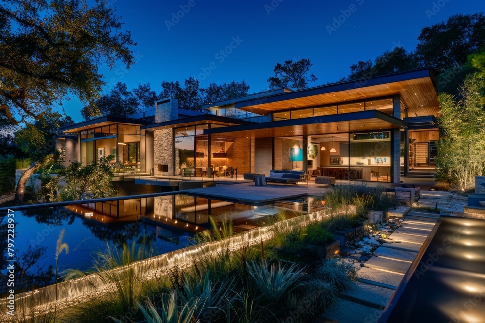 A large house with a pool and a garden A large house with a pool and a garden