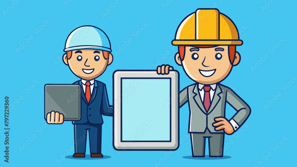 Tablet in engineer's hand vector illustration Tablet in engineer's hand vector illustration