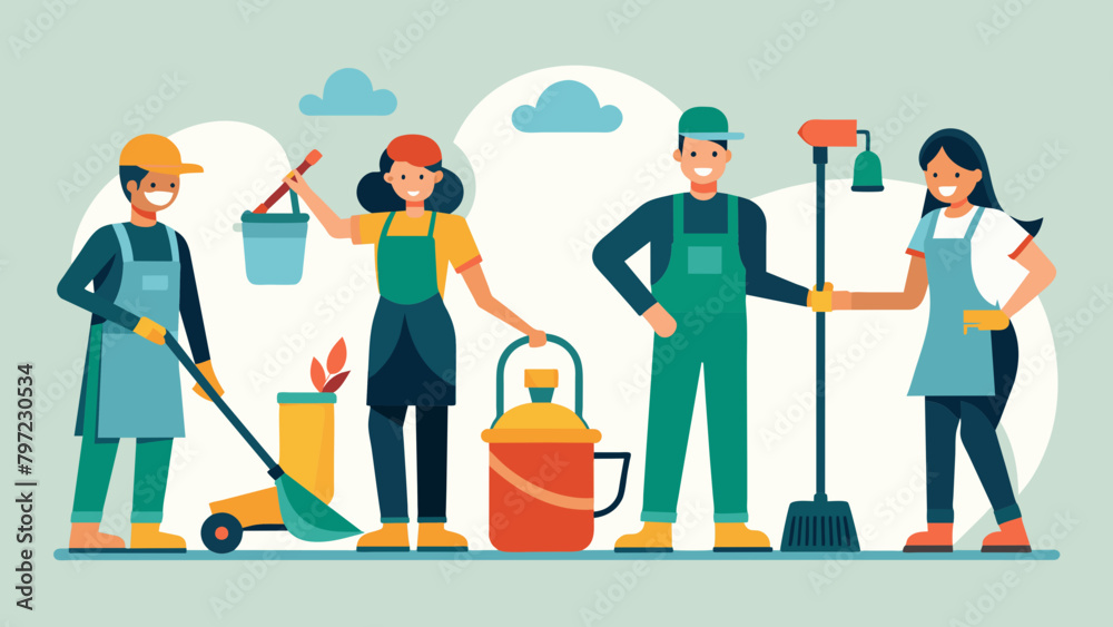 Clean worker vector illustration Clean worker vector illustration