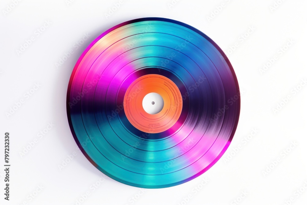 Vinyl record icon iridescent purple white background technology. Vinyl record icon iridescent purple white background technology.