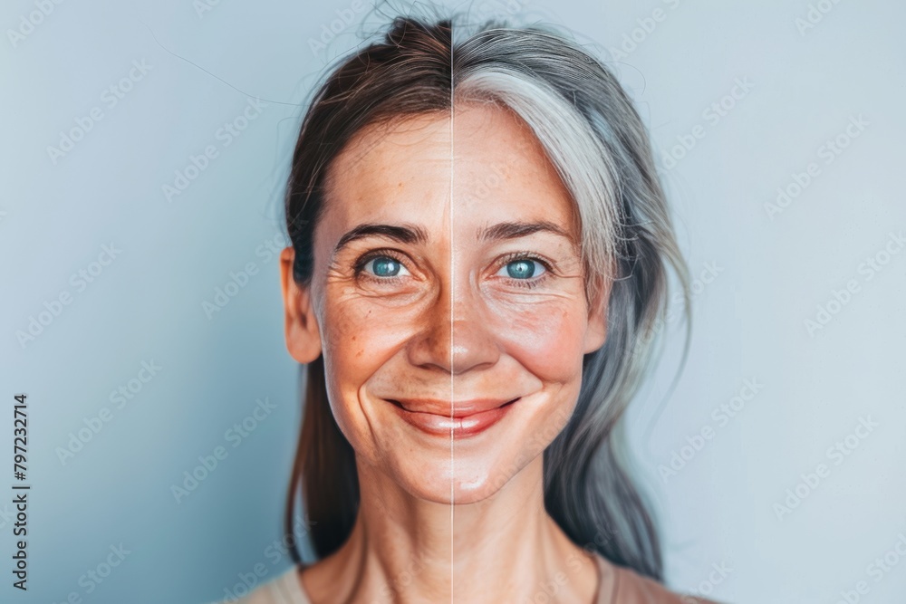 Age skincare visual techniques form right half division through science composites, enriching visual representation with aging psychological health gracefully in face skincare.