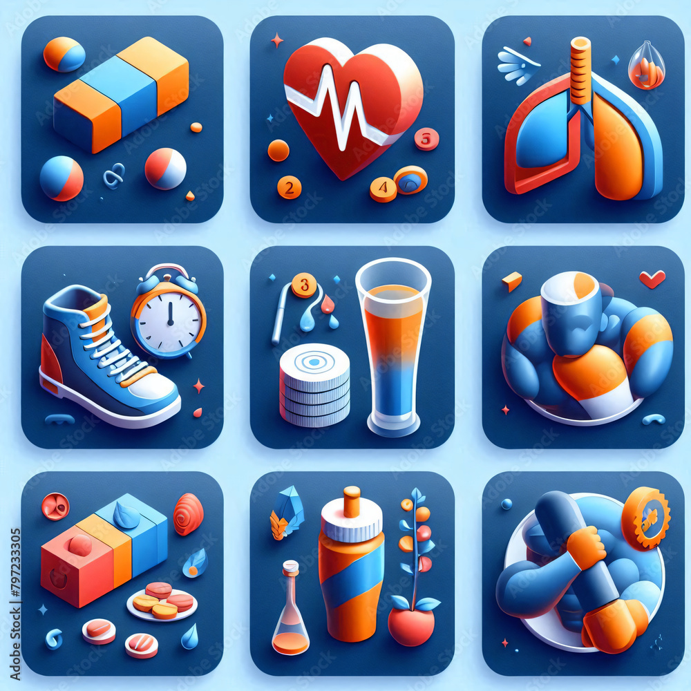 Set of nutrition 3D icons
